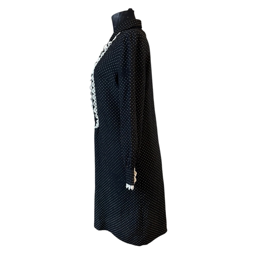 Vintage Normay Black and White Ruffled Bishop Sleeve Dress - Picture 7 of 11